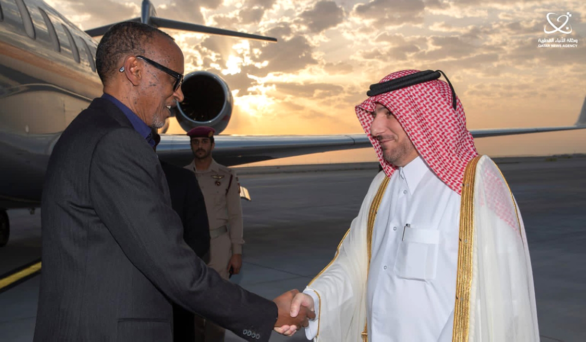 President Kagame arrives in Doha for a working visit, during which he will meet His Highness the Amir Sheikh 
Tamim bin Hamad for a discussion on ongoing areas of bilateral partnerships.