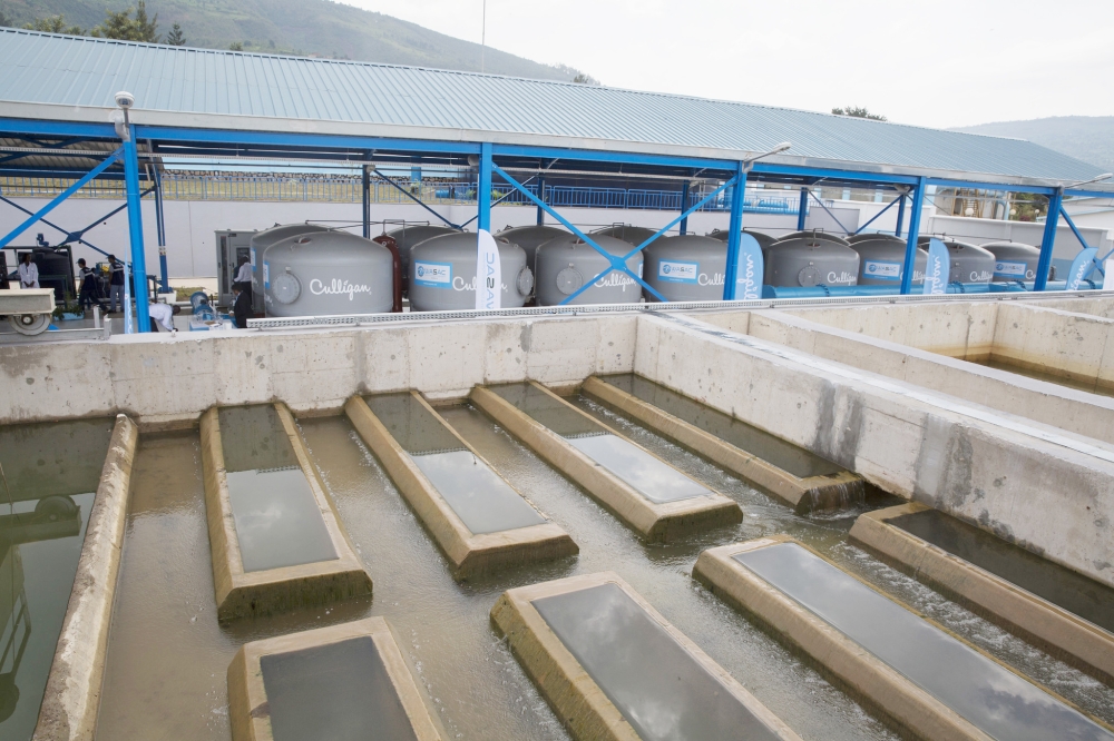 A water treatment plant at Nyabarongo river in Kigali. The 5th Population and Housing Census, 82.3% of private households in Rwanda have access to improved drinking water. Courtesy