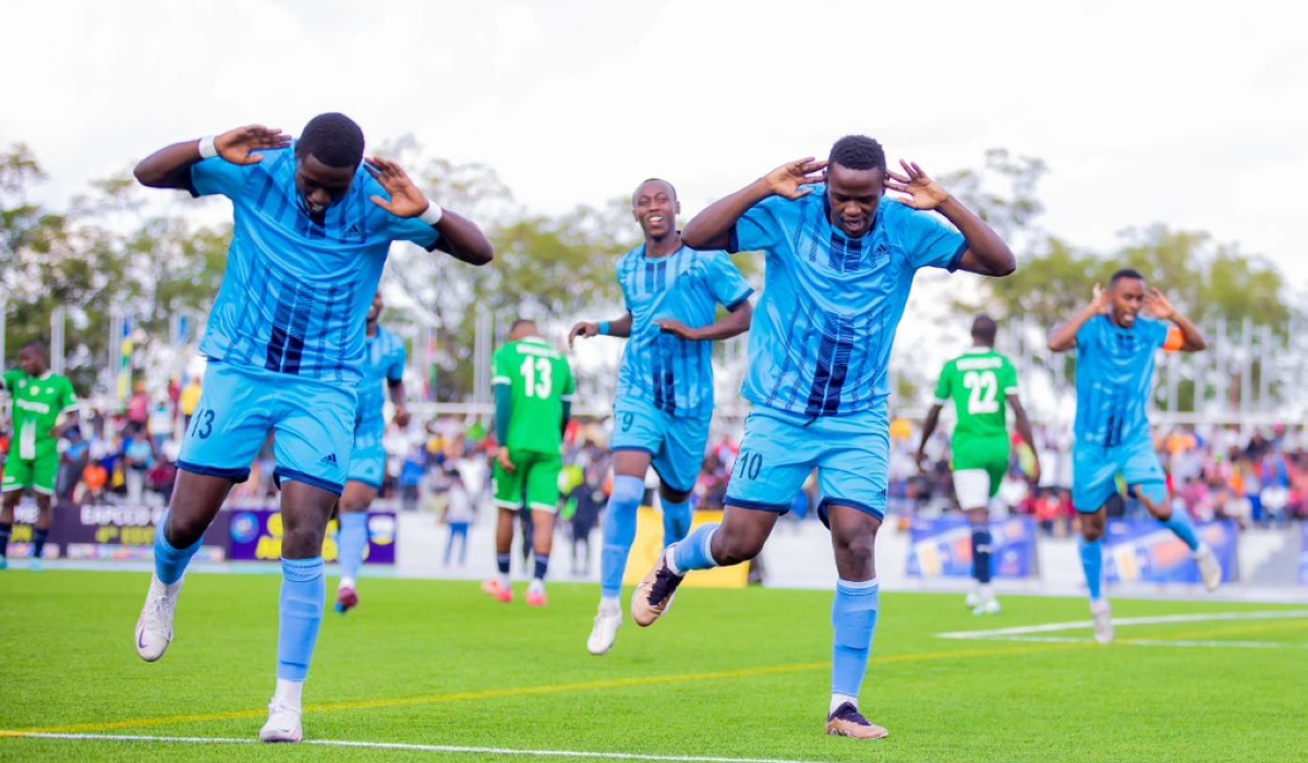 Muhadjiri Hakizimana celebrates a goal and his teammates after beating beat Police National du Burundi (PNB) 3-1 at the ongoing 4th edition of the Eastern Africa Police Chiefs Cooperation Organization (EAPCCO) Games on Tuesday, March 21, at Kigali Pele Stadium. Courtesy