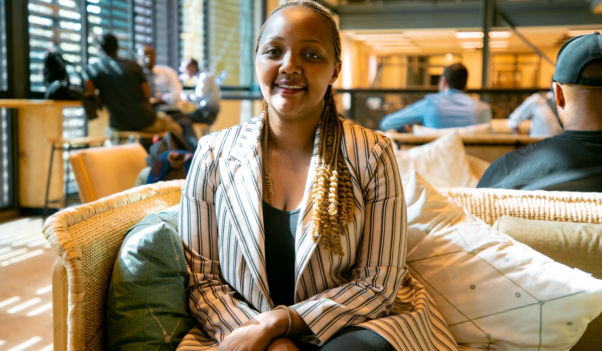 Patience Kamatamu, a young and dynamic entrepreneur, who is the founder ToPix Travel Agency, during an interview. Photo by Craish Bahizi