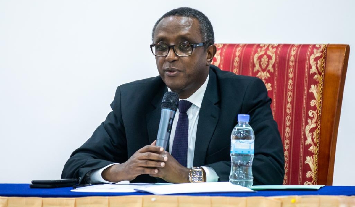 Minister of Foreign Affairs, Vincent Biruta addresses members of the National Consultative Forum of Political Organizations, in Kigali on Thursday, March 23. Photo by Olivier Mugwiza