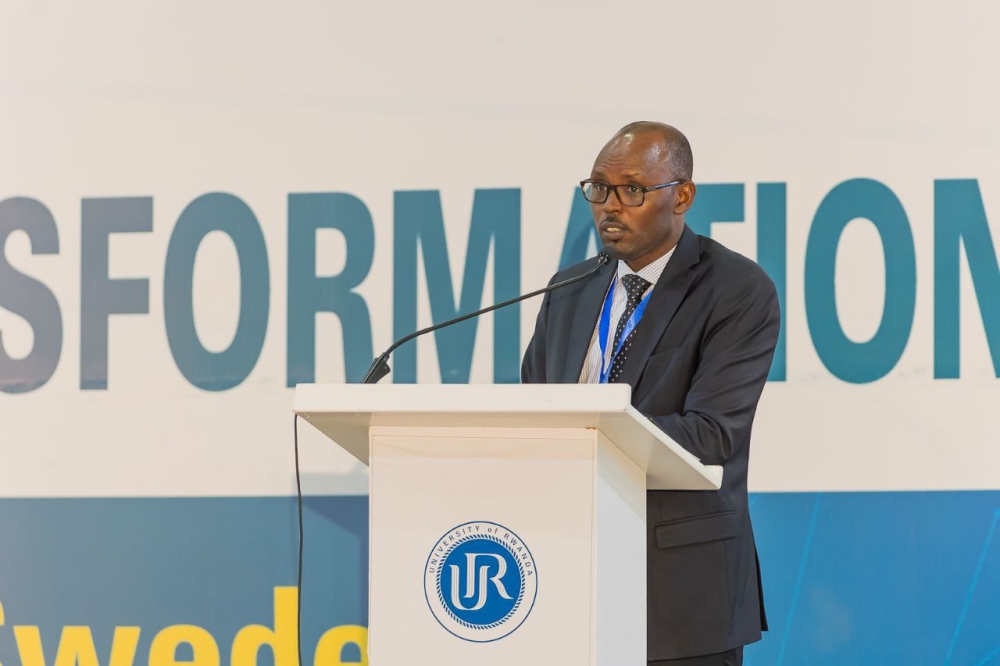University of Rwanda Vice Chancellor, Didas Muganga Kayihura  delivers remarks during the celebration of  20 years of research cooperation between UR and Sweden, in Kigali on  on Thursday ,March 23. Courtesy