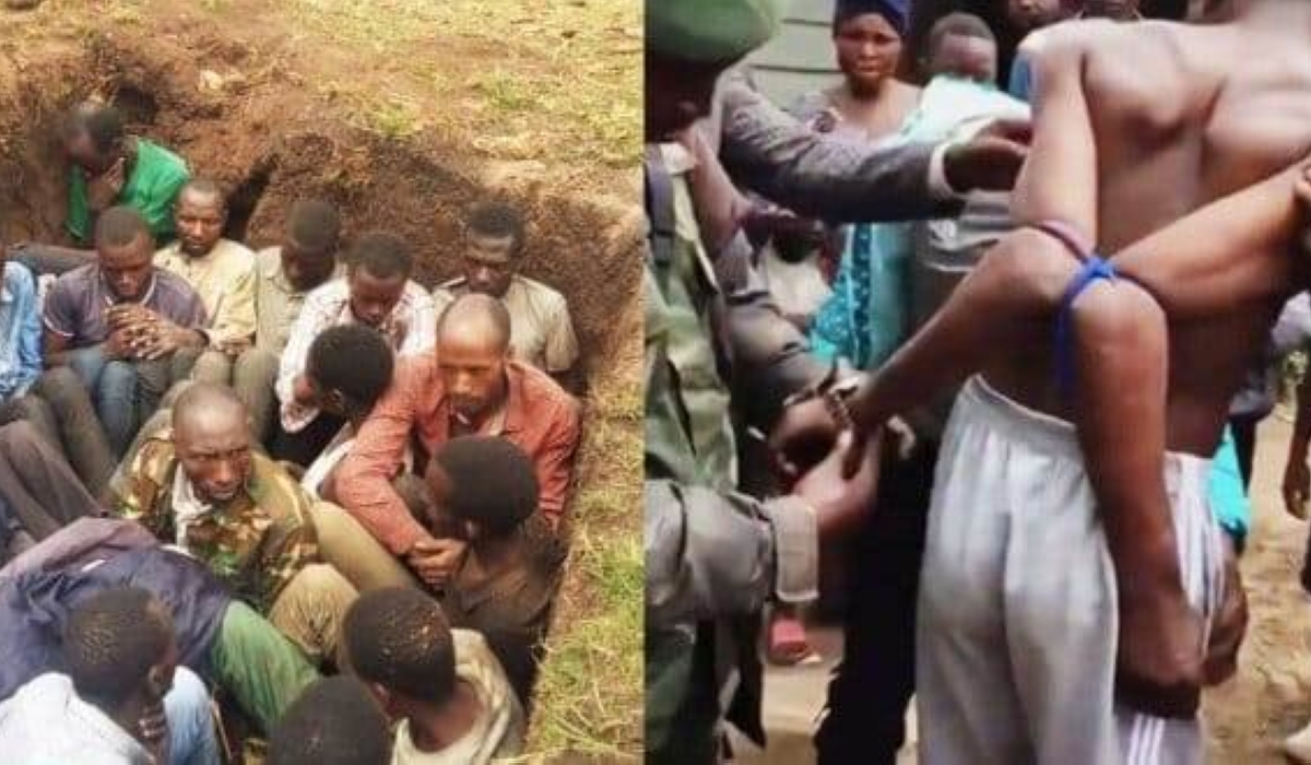 Some of DR Congo citizens who are Kinyarwanda Speakers, captured here undergo  a severe torture in Eastern DR Congo. Courtesy 