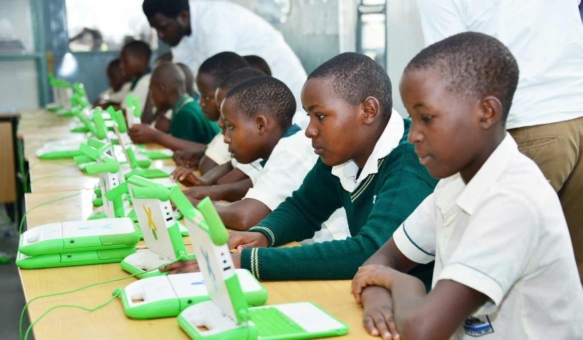 Pupils during an IT class with some computers distributed during one laptop per child program in Mageragere. On Wednesday, March 22 Rwanda launched the “School Connectivity Program”, aimed at connecting all primary and secondary schools by the end of 2024. File