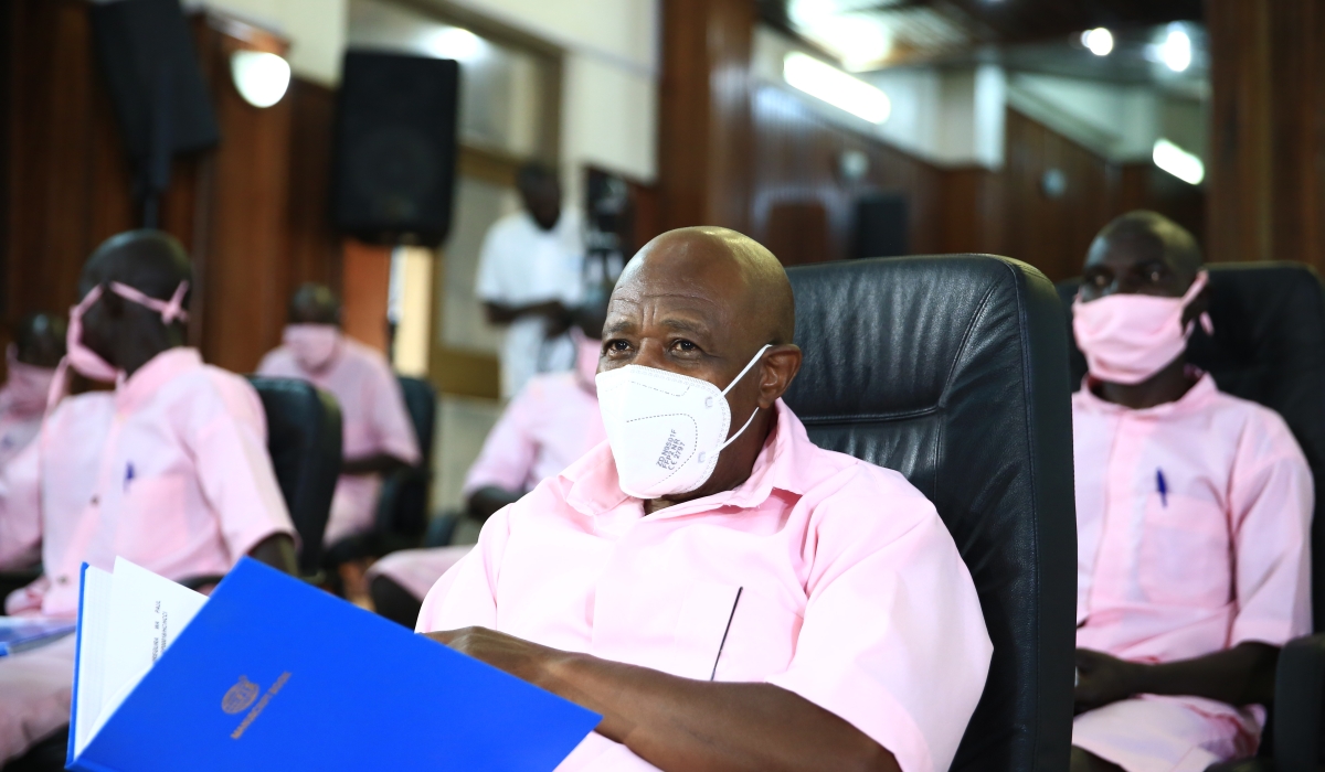 Terror convict Paul Rusesabagina at the High Court’s Chamber for International and Cross Border Crimes during a hearing session on September 16, 2021. Photo by Sam Ngendahimana.