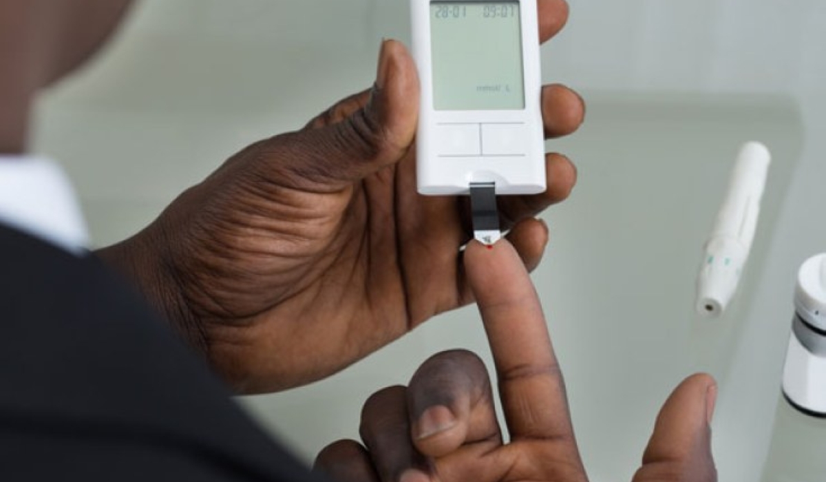 A person during the check-up of low blood sugar levels in Kigali. Courtesy