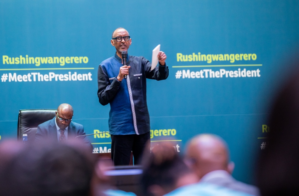 President Paul Kagame addresses over 2000 cell executive secretaries at Intare Conference Arena ,in Kigali  on March 28. Photo by Olivier Mugwiza