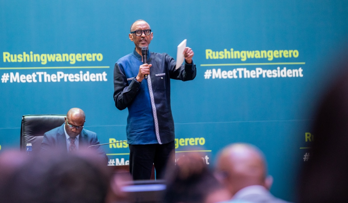President Paul Kagame addresses over 2000 cell executive secretaries at Intare Conference Arena ,in Kigali  on March 28. Photo by Olivier Mugwiza