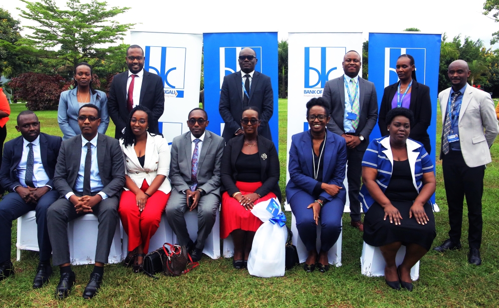 Bank of Kigali CEO Diane Karusisi in a group photo with other delegates at the event on March 28. Photos by Craish Bahizi