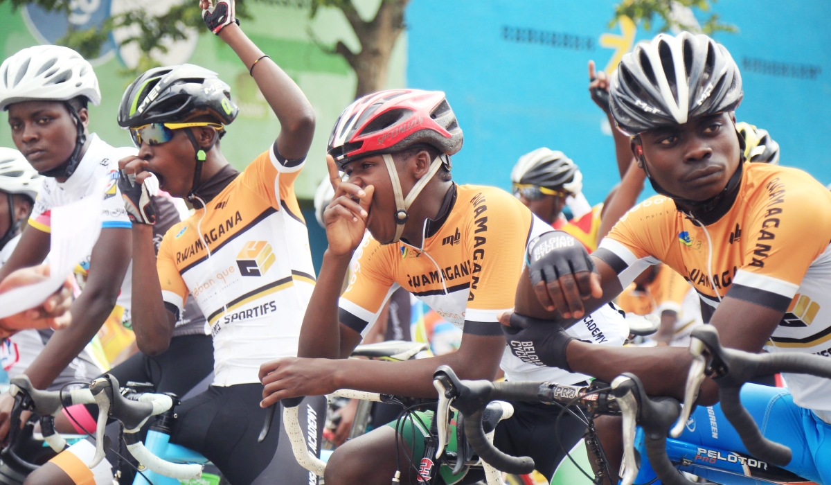 Some riders of the Adrien Niyonshuti Cycling Academy’s team, Les Amis Sportifs, during Rwanda Cycling Cup. Photo: Sam Ngendahimana.