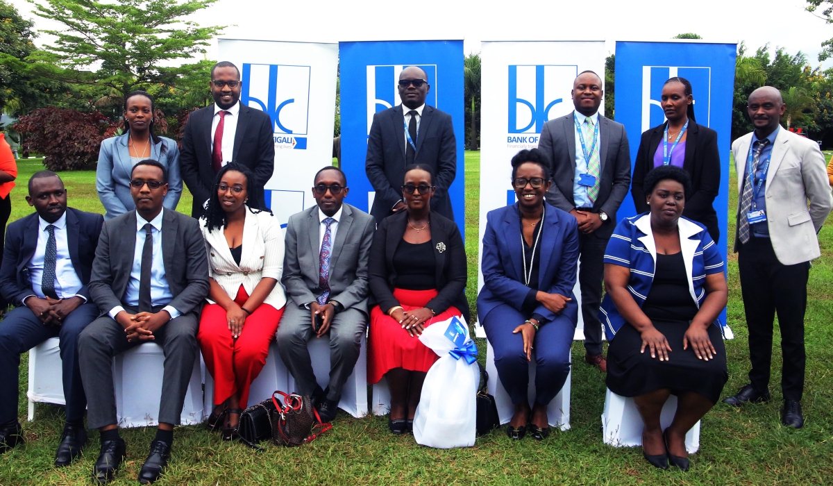 Bank of Kigali CEO Diane Karusisi in a group photo with other delegates at the event on March 28. Photos by Craish Bahizi