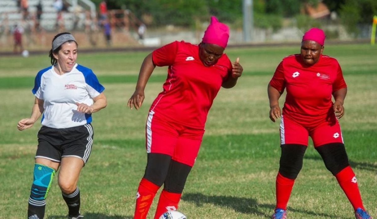 Players on March 26,2023 compete during the 2023 Grannies International Football Tournament (GIFT) 2023 at the Nkowankowa Stadium in Tzaneen. Net