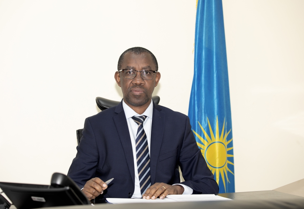 Rwanda Revenue Authority  Commissioner General, Pascal Bizimana Ruganintwali during the signing of the Multilateral Competent Authority Agreement  in Kigali on Tuesday, March 28. Courtesy