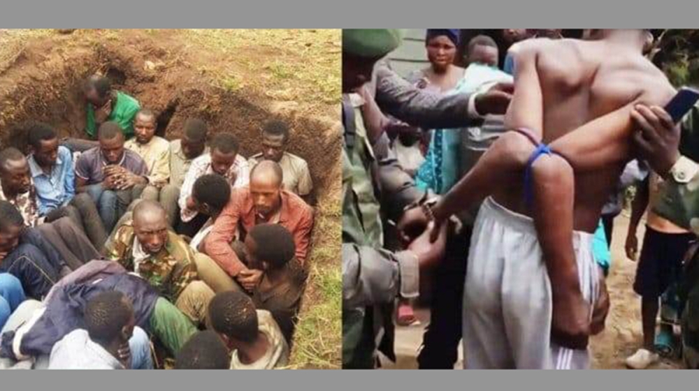 Some of DR Congo citizens who are Kinyarwanda Speakers, captured here undergo  a severe torture in Eastern DR Congo. Courtesy