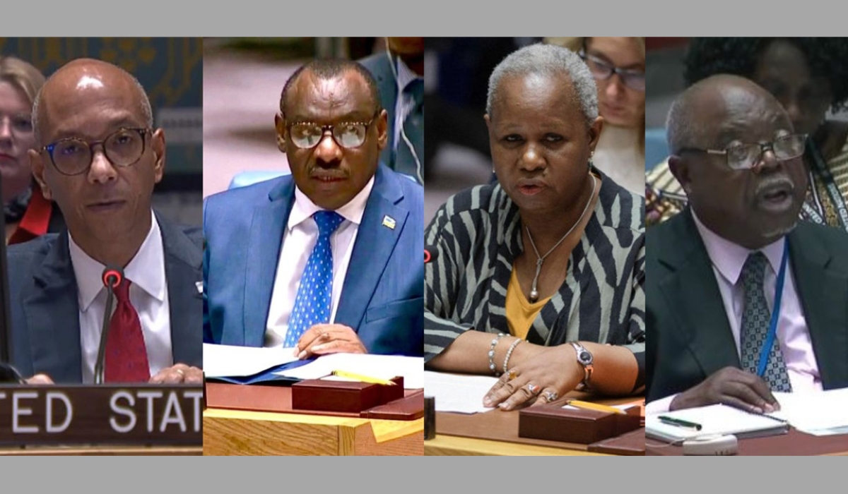 (L-R) US Alternate Representative for Special Political Affairs, Robert Wood; Rwanda’s Permanent Representative to the UN, Claver Gatete; UN Secretary General&#039;s Special Representative in DR Congo, Bintou Keita; and Congolese permanent representative to the United Nations, Georges Nzongola-Ntalaja.