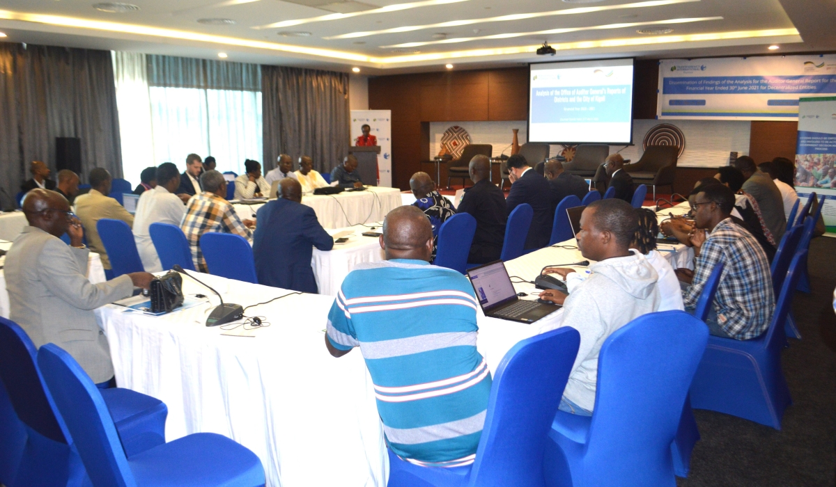 Participants follow a presentation as Transparency International Rwanda releases an analytical report scrutinising the 20202021 Auditor General (OAG)’s Report on  on Friday, March 31. Courtesy 