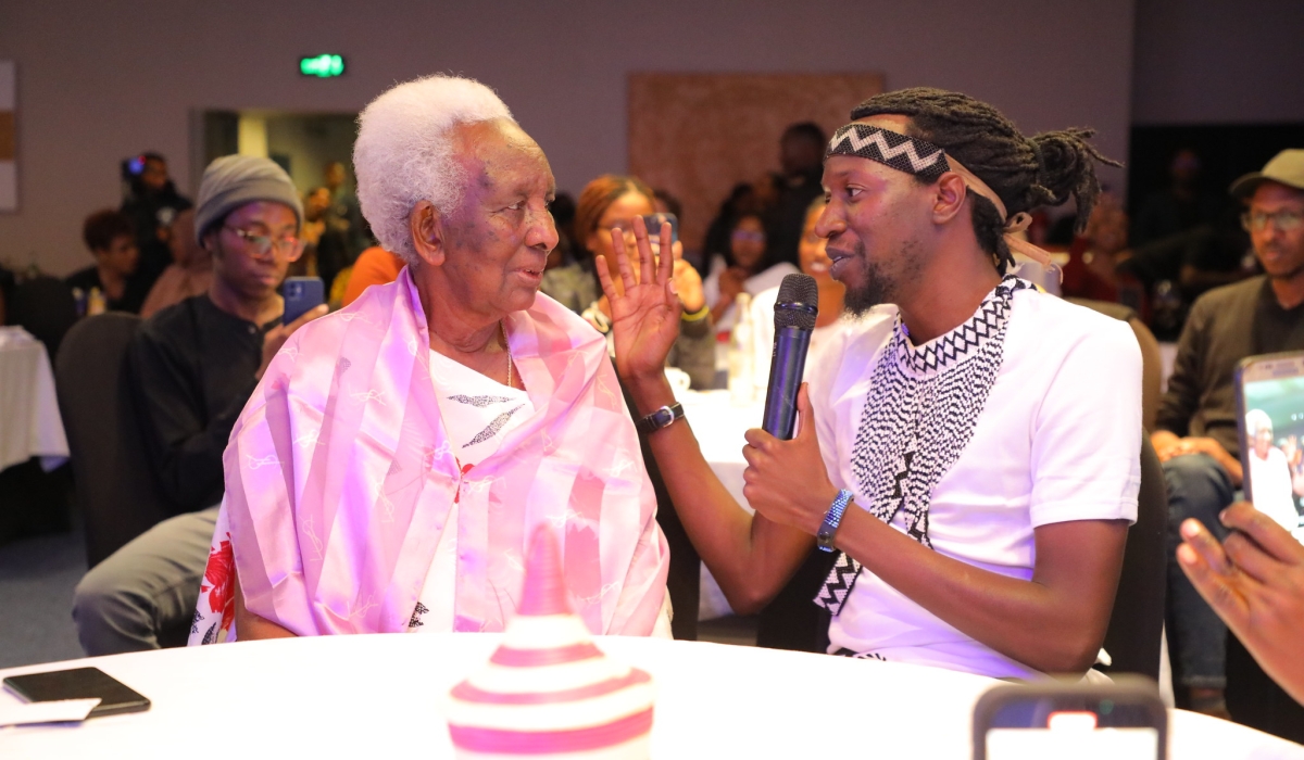 Rwandan traditional music singer Ruti Joel  during the ‘Intore Cyane’ concert at Hôtel des Mille Collines  on Saturday, April 1. Photos by Craish Bahizi