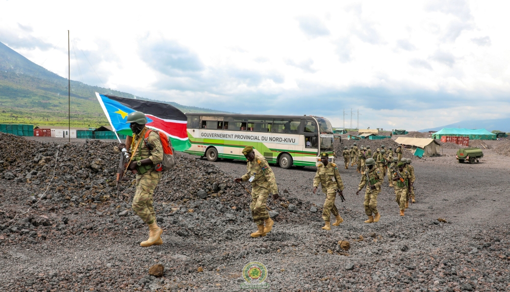 An advance party of the South Sudan People&#039;s Defence Forces troops arrived in Goma, the capital of North Kivu province, on Sunday, April 2, as part of the East African Community Regional Force in Eastern DR Congo (EACRF).