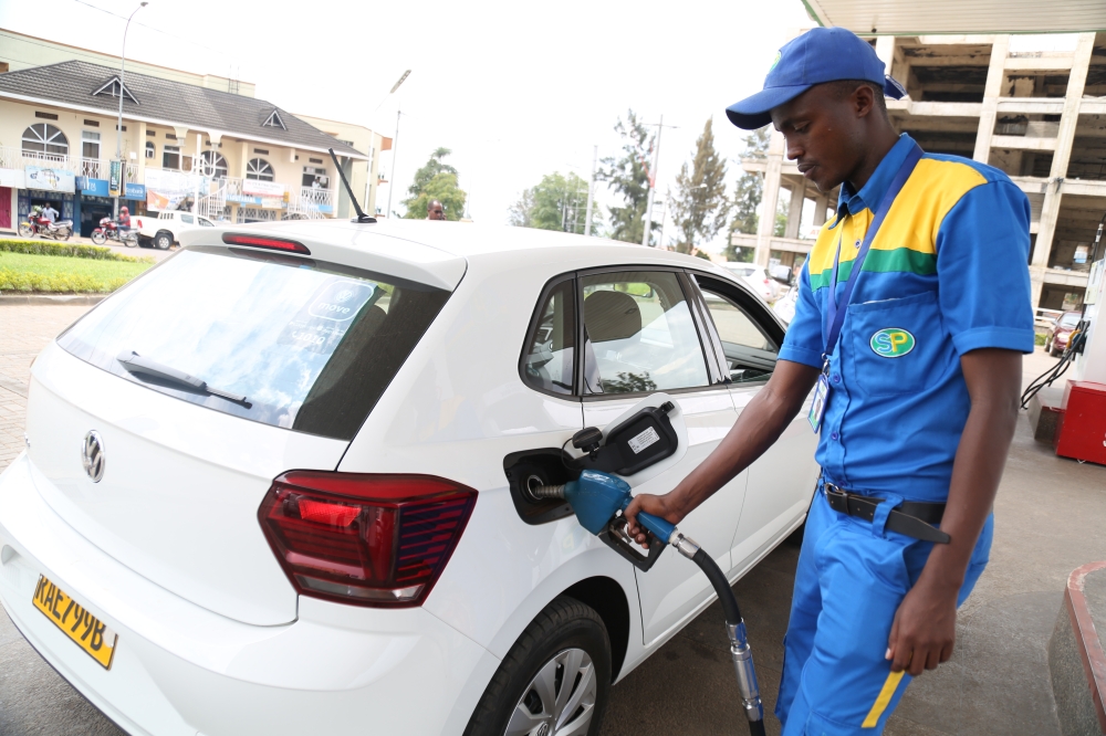 Newly announced prices for petroleum products will see a litre of gasoline costing Rwf1,528, down from 1,544. Photo by Sam Ngendahimana