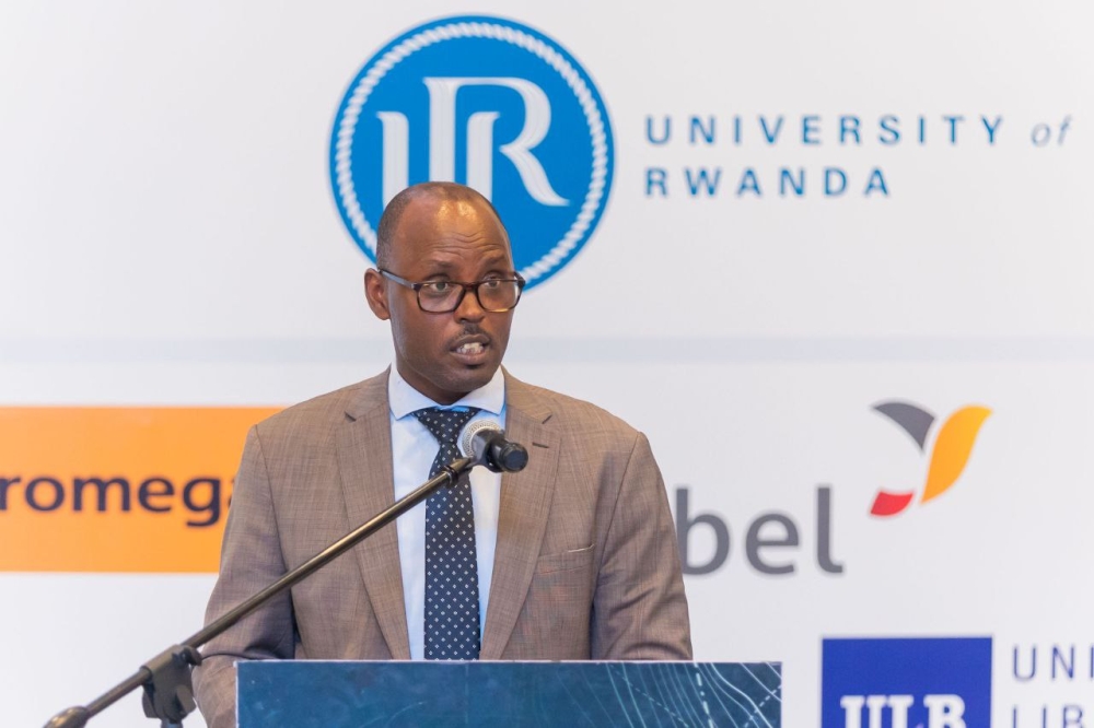 The University of Rwanda Vice Chancellor Didas Muganga Kayihura delivers remarks during the official launch of Masters, PhD programmes in biotech. The new programmes follow Rwanda’s vision to become a regional hub for next-generation bio-manufacturing. Courtesy