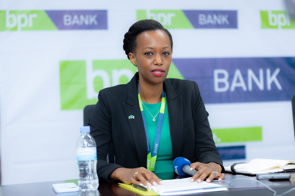 BPR Bank Managing Director, Patience Mutesi, speaks during the press briefing on the bank&#039;s financial performance, on Wednesday, April 5.
