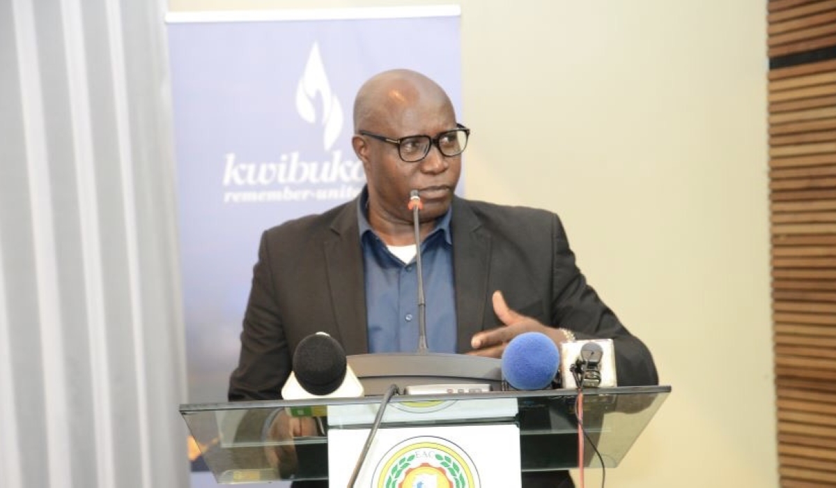 The Judge President of the East African Court of Justice (EACJ), Justice Nestor Kayobera, speaking, on April 7, during the 29th anniversary of the Genocide Against the Tutsi at the EAC Headquarters in Arusha, Tanzania.