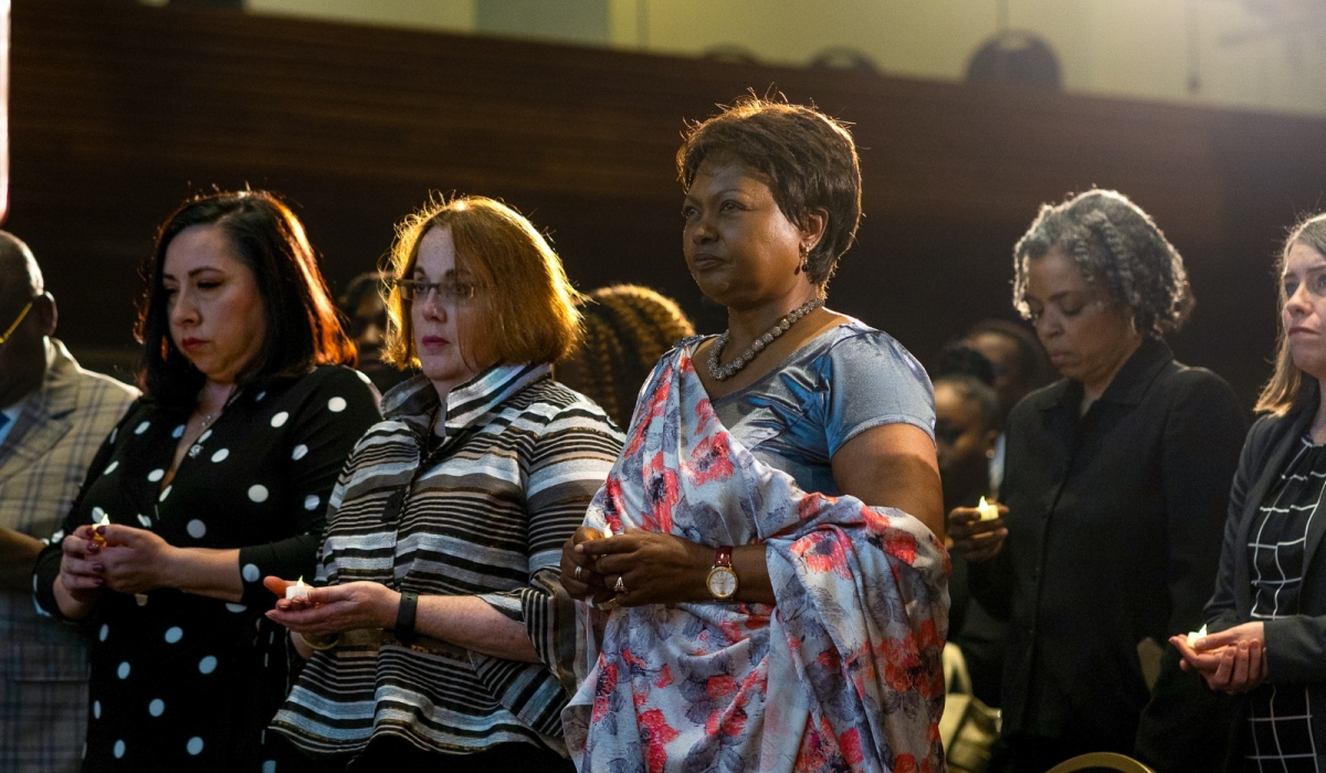 Ambassador Mathilde Mukantabana leading the commemoration of the Genocide against the Tutsi in Washington DC, on April 7.