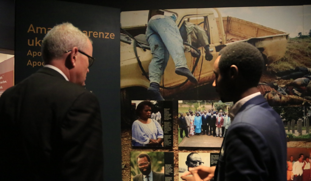A visitor during a guided tour of Kigali Genocide Memorial &#039;s permanent exhibitions that give insights into the causes and consequences of the Genocide against the Tutsi. Sam Ngendahimana