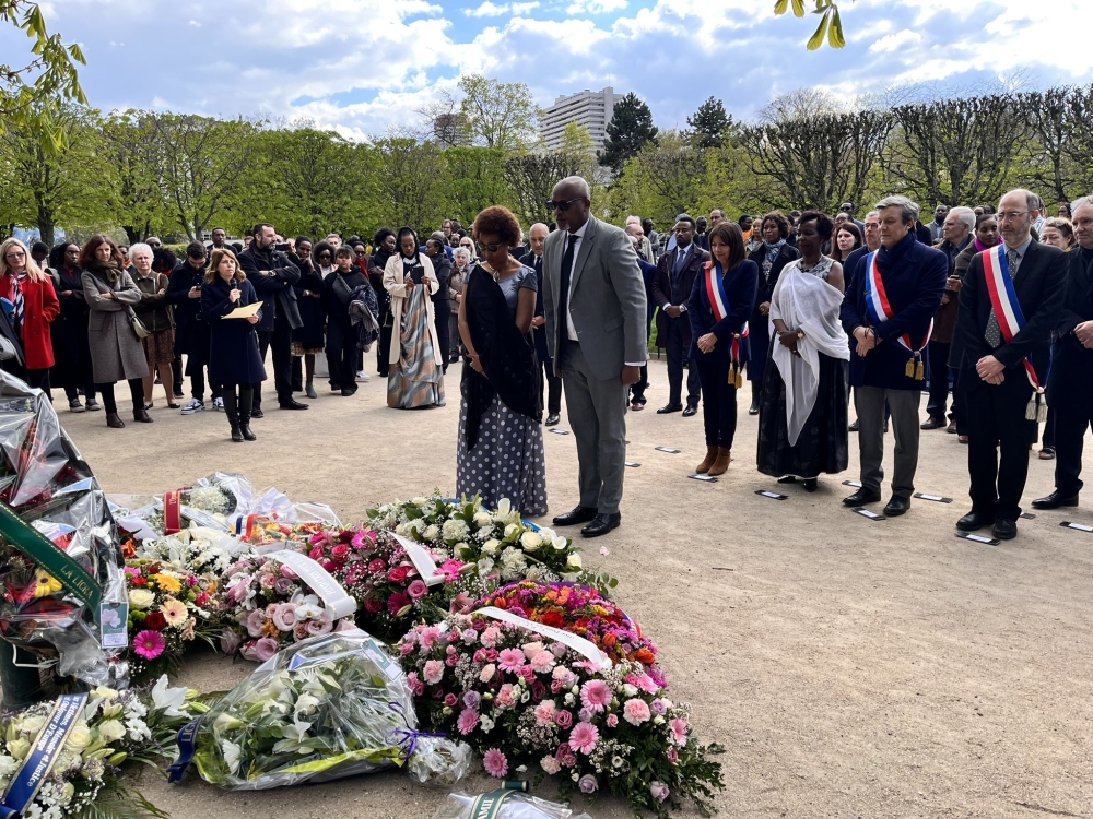 Mourners observe a moment of silence to pay respect to victims of the Genocide Against the Tutsi in France on April 7. France is set to build a memorial for victims of Genocide against Tutsi in Paris. Courtesy (1)