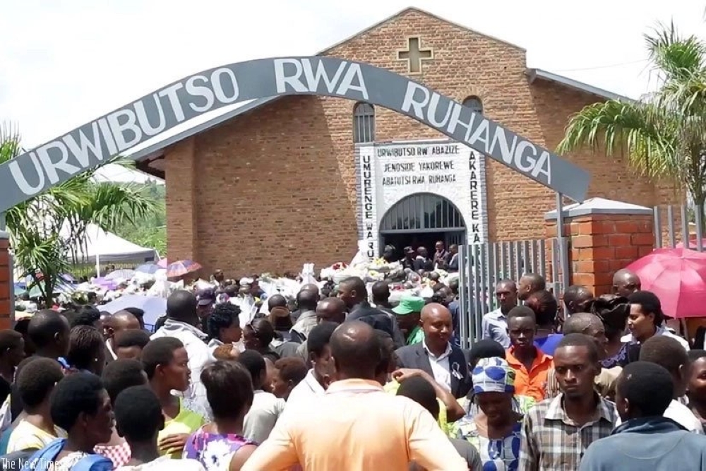 Mourners at Ruhanga Genocide Memorial site, the former Anglican Church in  Rusororo sector in Gasabo district. File