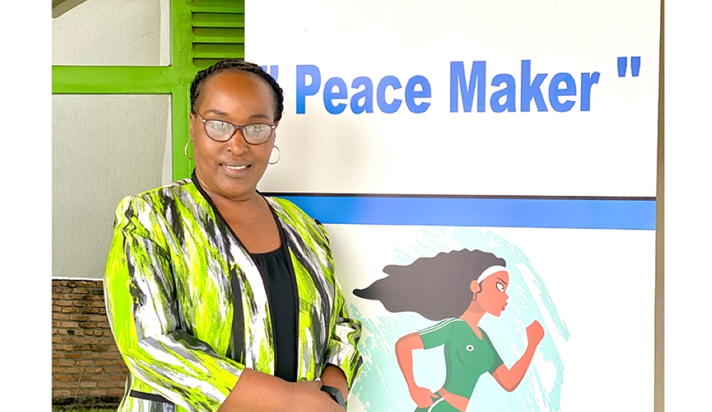 Rwemalika founded AKWOS to promote gender equality and use sports as a medium for

peace-building, conflict resolution and economic development. Photo: Jade Natacha Iriza.