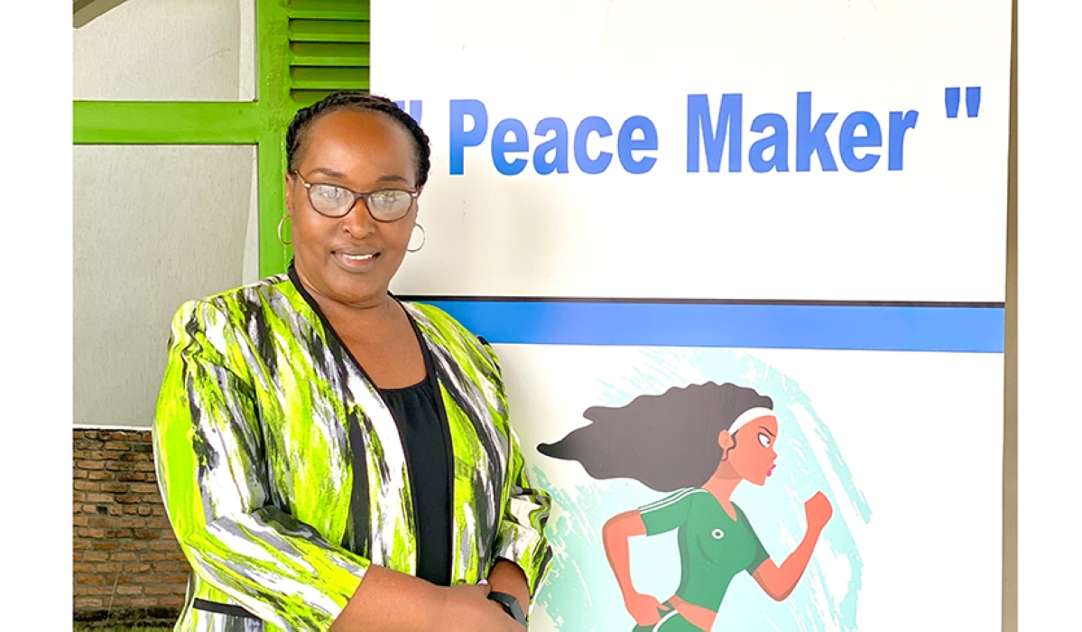 Rwemalika founded AKWOS to promote gender equality and use sports as a medium for

peace-building, conflict resolution and economic development. Photo: Jade Natacha Iriza.