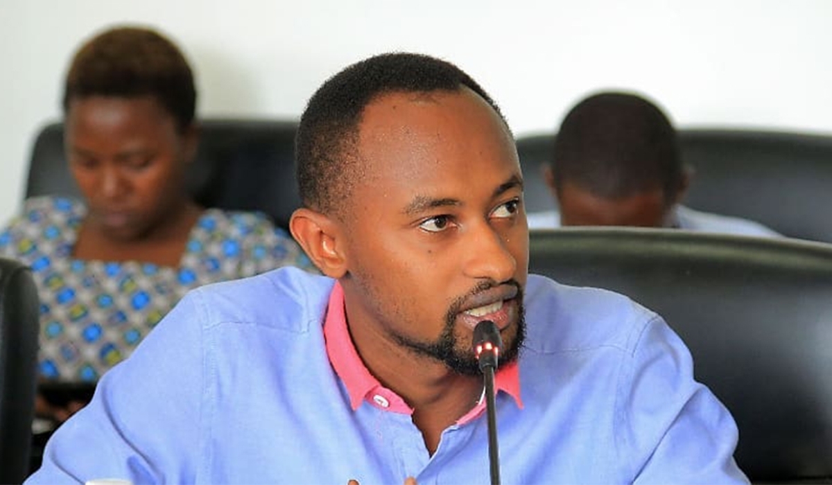 Former sports journalist Jules Karangwa during a press conference.