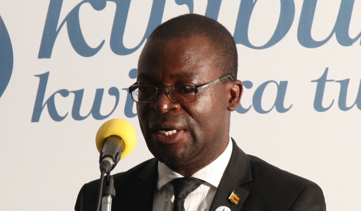 Zimbabwe’s acting Minister of Foreign Affairs and International Trade, Professor Amon Murwira, speaking at the commemoration of the 1994 Genocide against the Tutsi held at the Embassy of Rwanda in Harare on Friday, April 14.