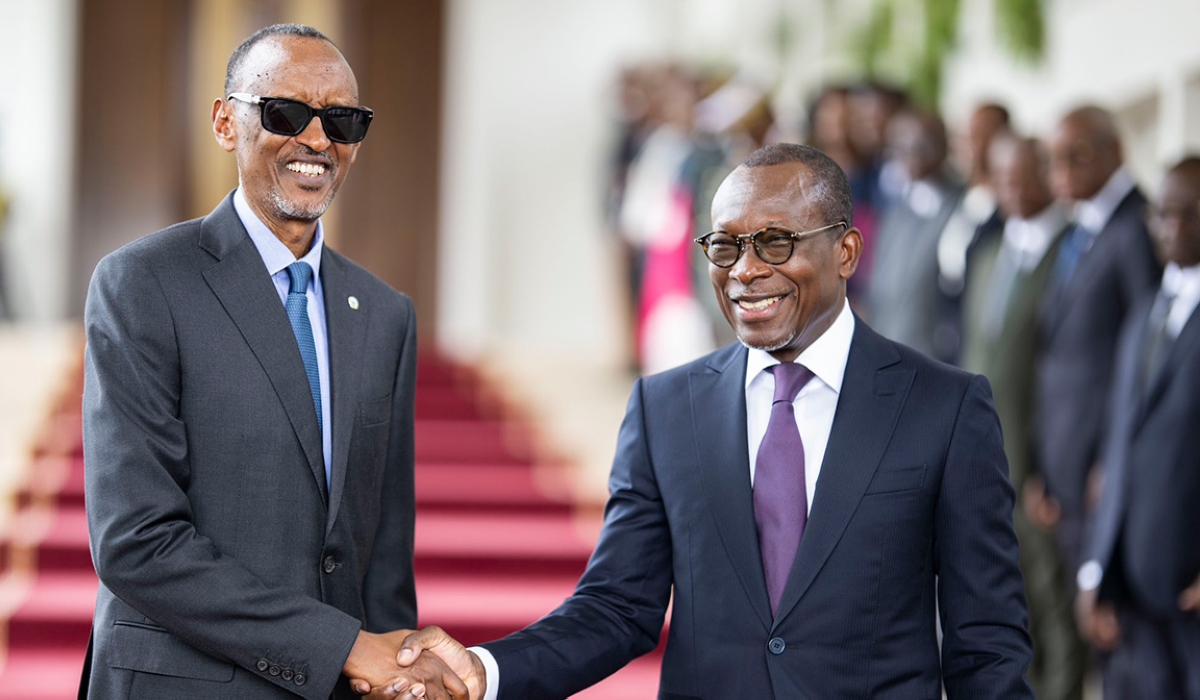 President Paul Kagame and President Patrice Talon of Benin during the state visit to Benin on Saturday, April 14. Photo by Village Urugwiro