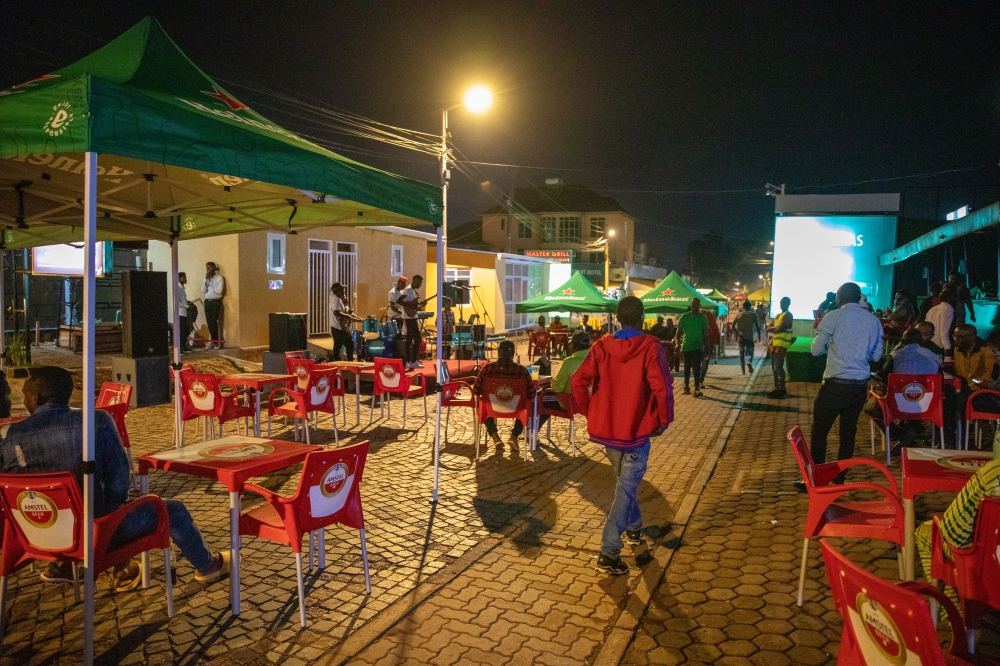 Gisimenti car-free zone was designated by the City of Kigali at the beginning of last year to allow bars and eateries to expand their outdoor activities. Photo: Craish Bahizi.