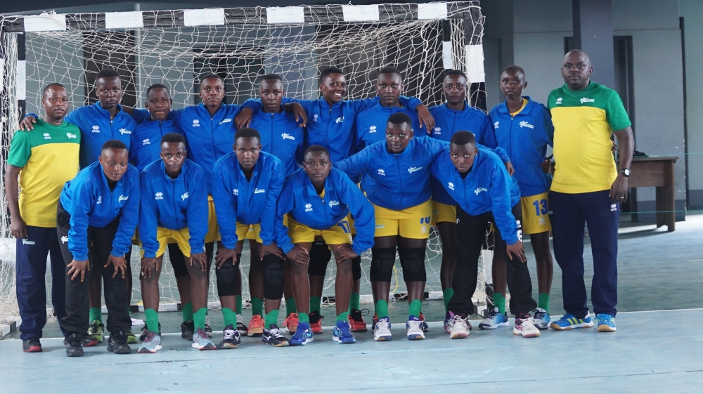 Rwanda U-17 women’s national handball team pose for a group photo before putting 52 past Djibouti on Tuesday-courtesy