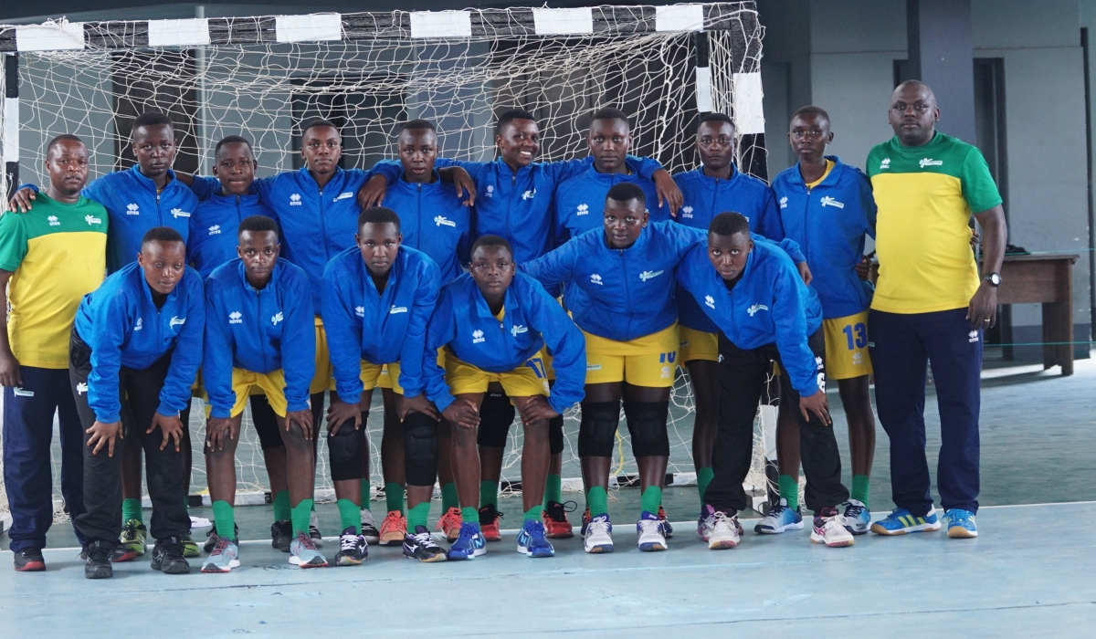 Rwanda U-17 women’s national handball team pose for a group photo before putting 52 past Djibouti on Tuesday-courtesy