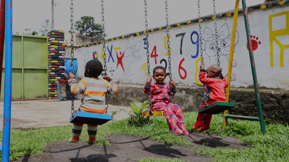 Children play on a swing set at the ECD centre in Rubavu District. All photos: Courtesy.