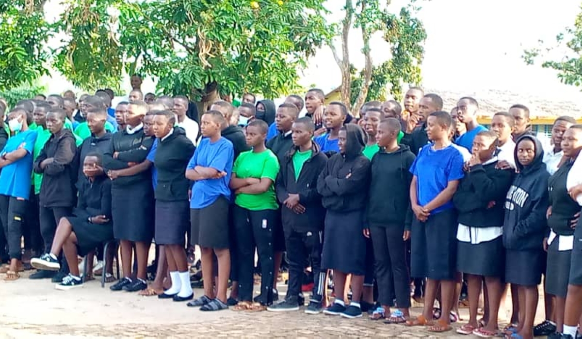 Students at Umutara Polytechnic Gakoni in Gatsibo district during an HIV awareness campaign on April 25.Courtesy