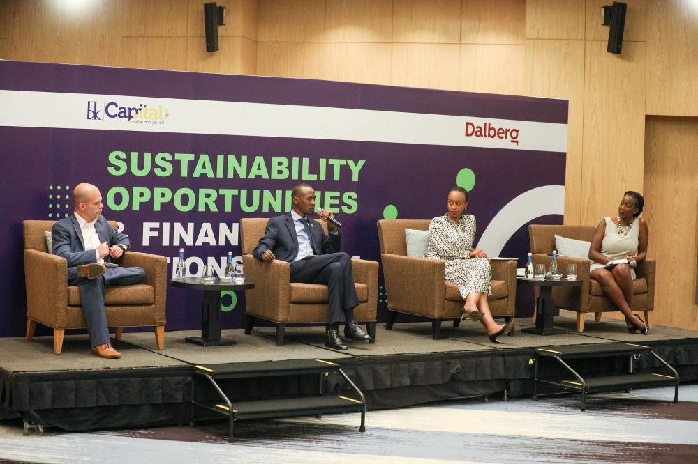 CJ, Co-founder of Africa Climate Ventures; Nick Barigye, CEO of Rwanda Finance Limited; and Teddy Mugabo, CEO of Rwanda Green Fund. Photos by Dan Gatsinzi
