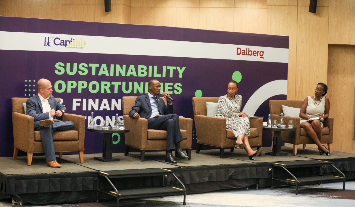 CJ, Co-founder of Africa Climate Ventures; Nick Barigye, CEO of Rwanda Finance Limited; and Teddy Mugabo, CEO of Rwanda Green Fund. Photos by Dan Gatsinzi