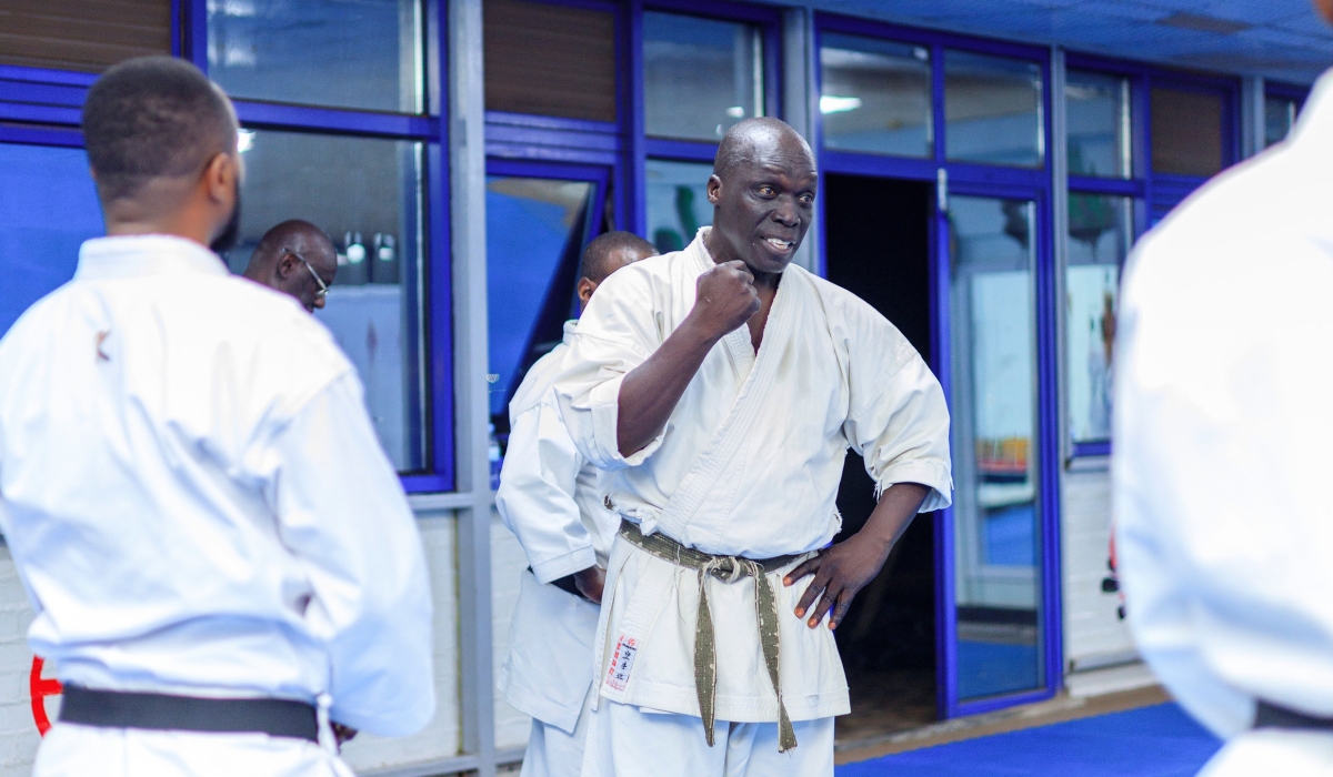 Ugandan karate instructor James Opiyo, 4th Dan, conducted his first training session in Kigali on Friday, April 28, at Kigali Elite Sports Academy in Kicukiro District.