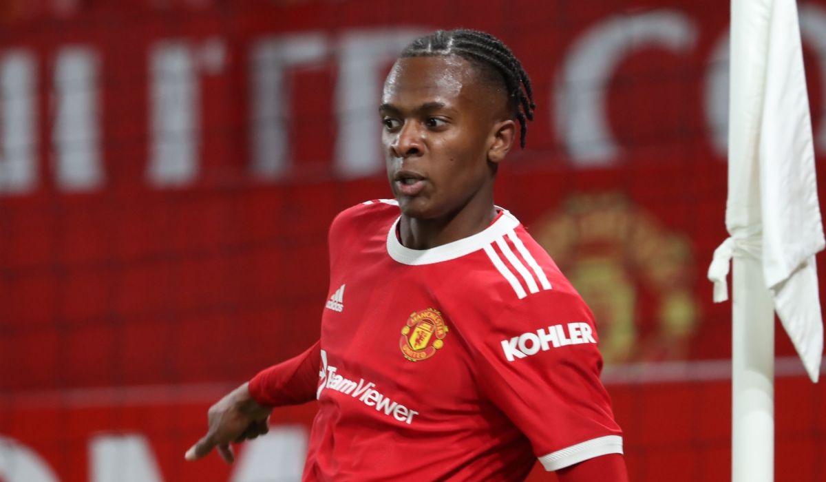 In-form Noam Emeran scored the opening goal for Manchester United U21 who played a 2-2 draw with Tottenham U21 on Friday, April 28, at the Leigh Sports Village Stadium. Photo: Courtesy.