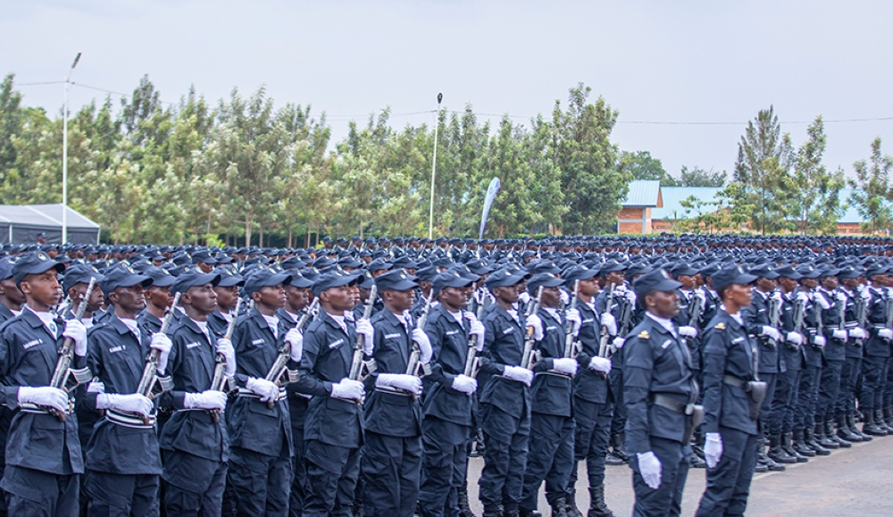 Rwanda National Police officers who completed the Basic Police Course at the Police Training School in Gishari, Rwamagana District, on February 25, 2023.  Courtesy Photo