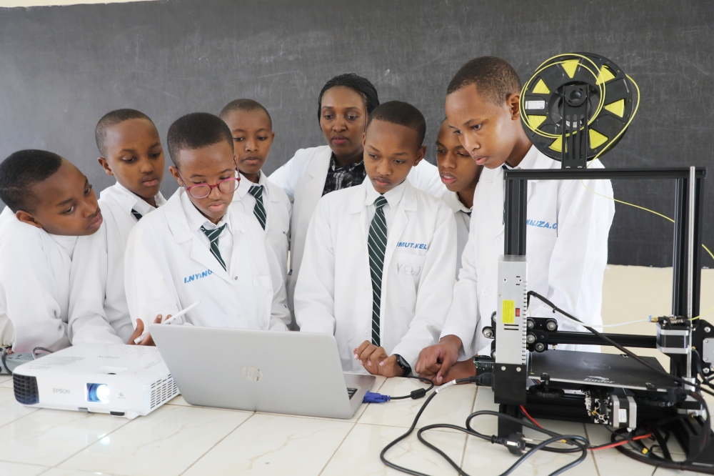Fawe Girls School students learning automobile mechanics in the laboratory on February 24, 2023. Photo by Sam Ngendahimana