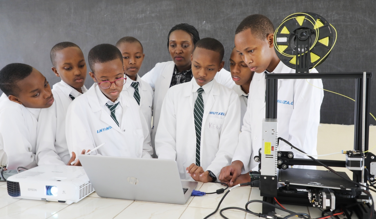 Fawe Girls School students learning automobile mechanics in the laboratory on February 24, 2023. Photo by Sam Ngendahimana