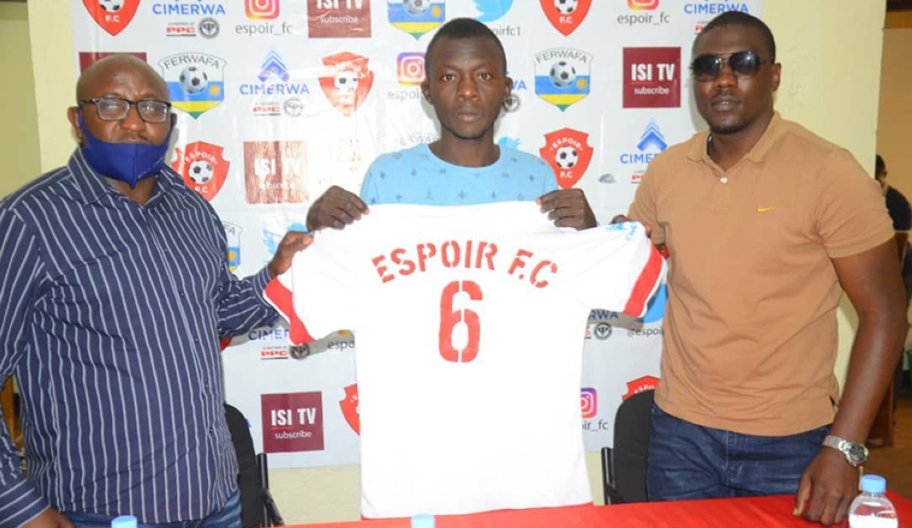 Victor Murdah (here during his unveiling at Espoir) is one of the players who were shocked to see former club relegated. Photo: Courtesy.