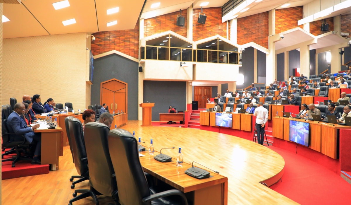 Parliamentarians during a session in which the Minister of Finance and Economic Planning, Uzziel Ndagijimana, presented to both chambers of Parliament the budget estimates for 2023-2024, on May 3, 2023. Courtesy