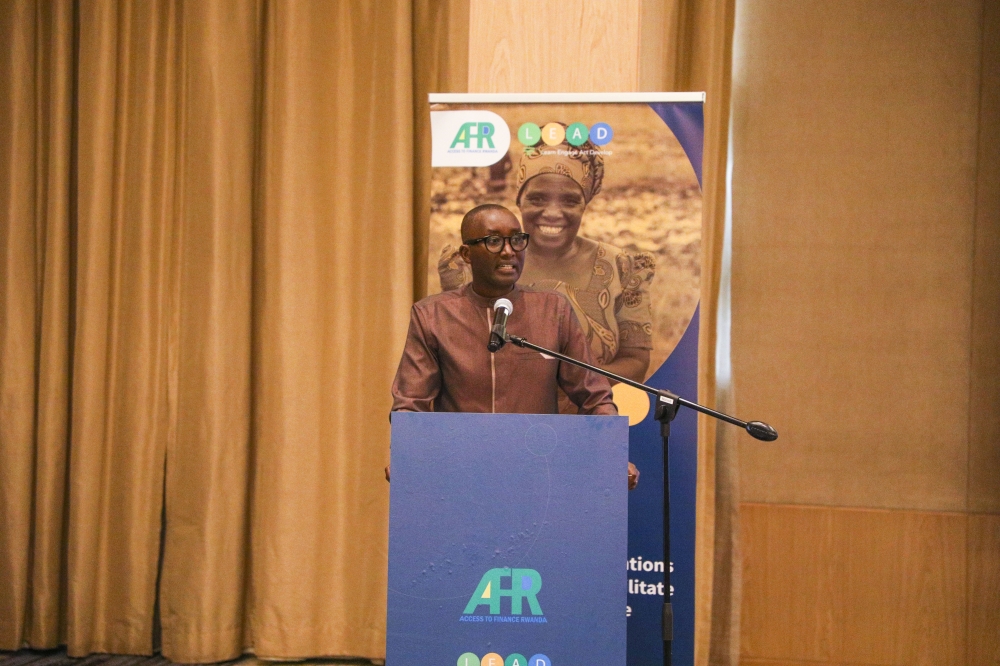 Chief Executive Officer of AFR,Jean Bosco Iyacu,addressing during  the  launch in Kigali on May 4 2023